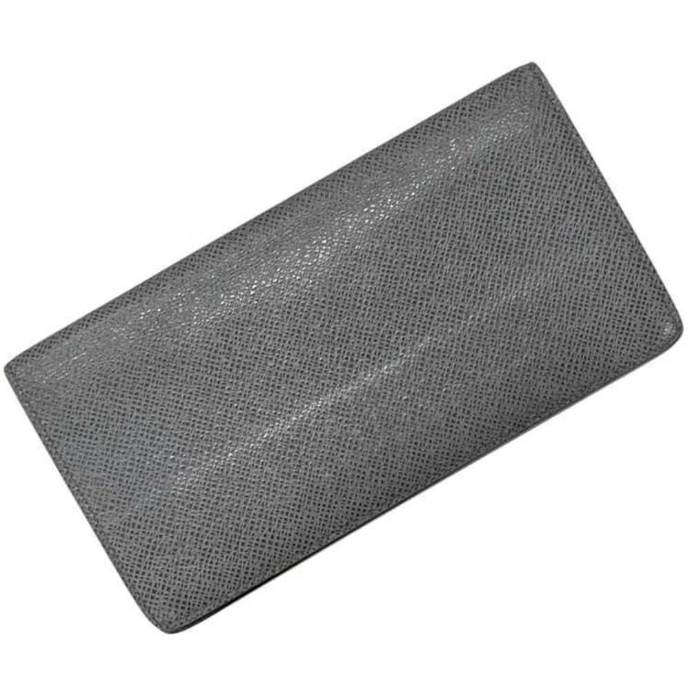 Louis Vuitton Bifold Long Wallet Portefeuille Brazza Taiga Leather Glacier Gray